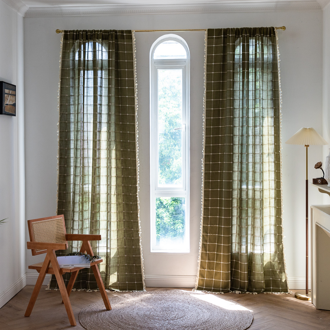 Sunlit Check Fringe Curtain