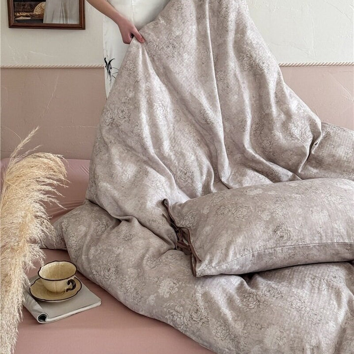 Muted Taupe Peony Bedding Set