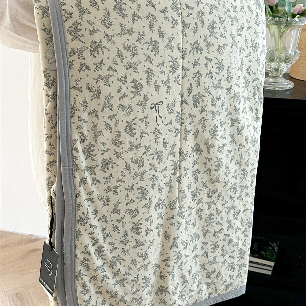 Bunny on Grass Summer Quilted Blanket