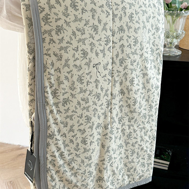 Bunny on Grass Summer Quilted Blanket