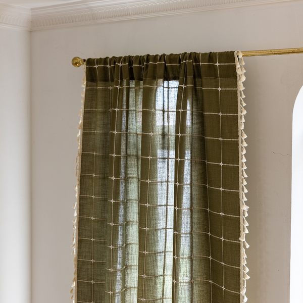 Sunlit Check Fringe Curtain