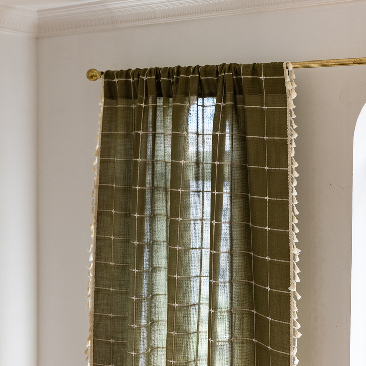 Sunlit Check Fringe Curtain