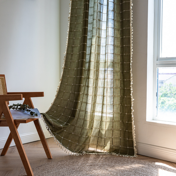 Sunlit Check Fringe Curtain