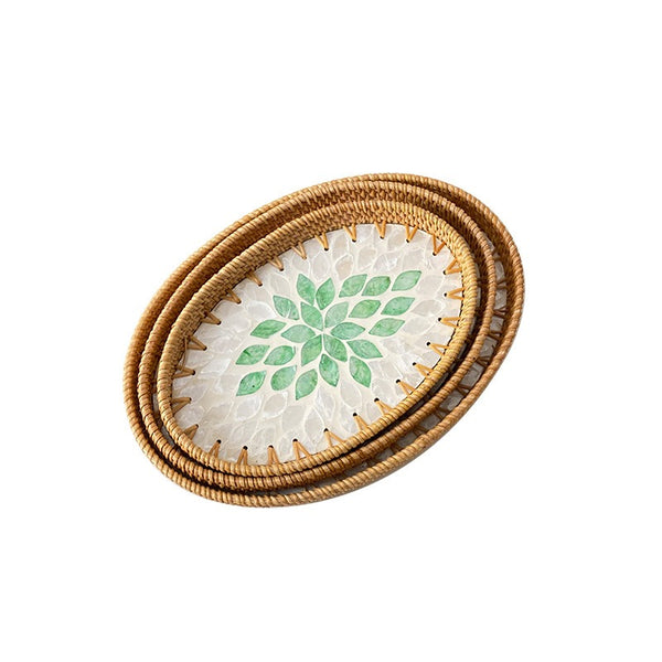 Shell Art Oval Tray Set