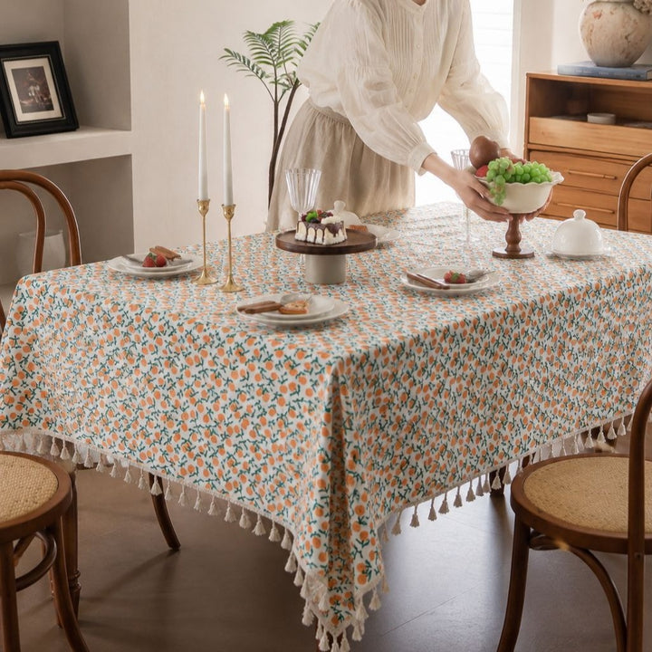 Summer Mandarin Tassel Tablecloth