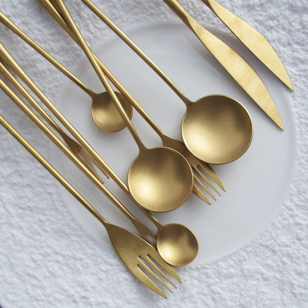Retro Matte Gold Cutlery