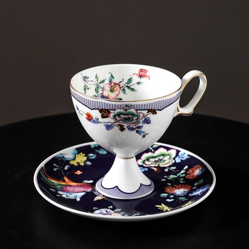 Noir Bloom Pedestal Teacup Set