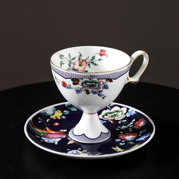 Noir Bloom Pedestal Teacup Set
