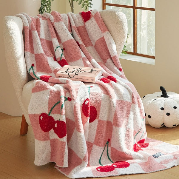 Cherry Picnic Checker Throw