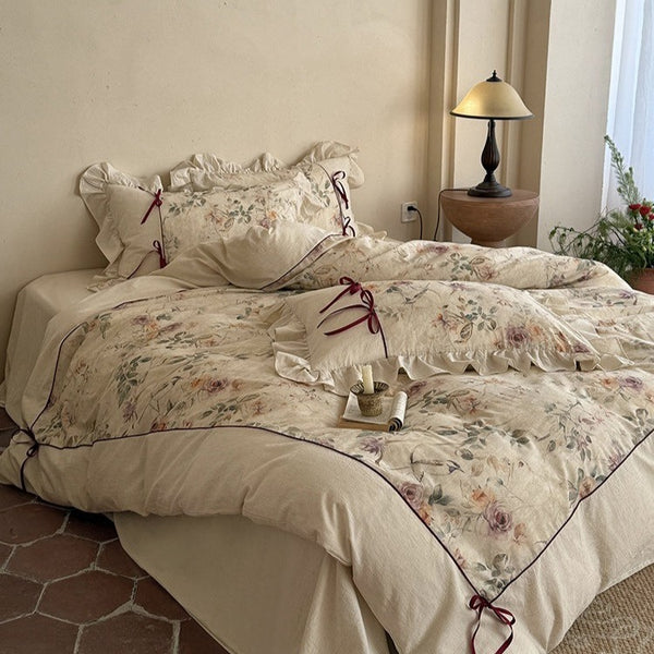 Oil Painting Floral Bedding Set