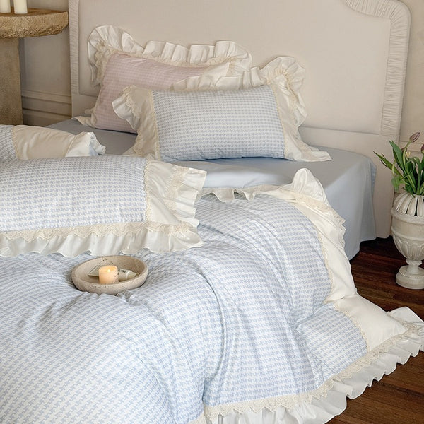Houndstooth & Sweet Ruffle Bedding Set