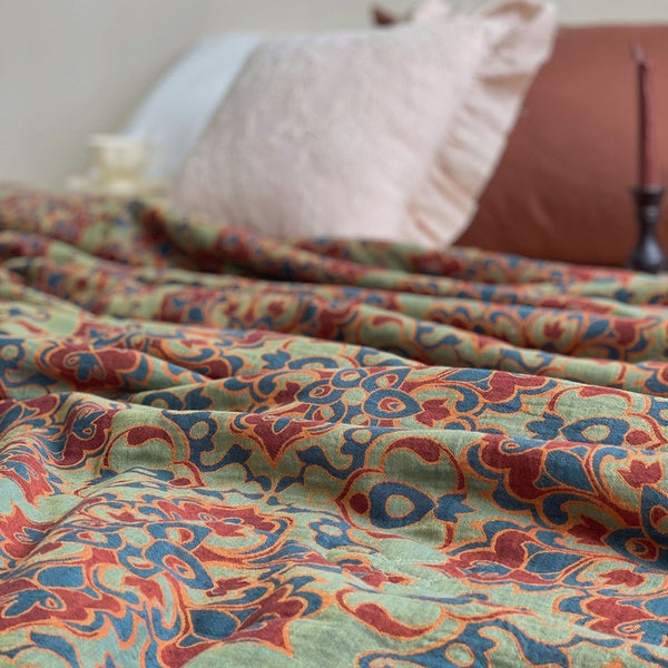 French Vintage Floral Summer Quilted Blanket