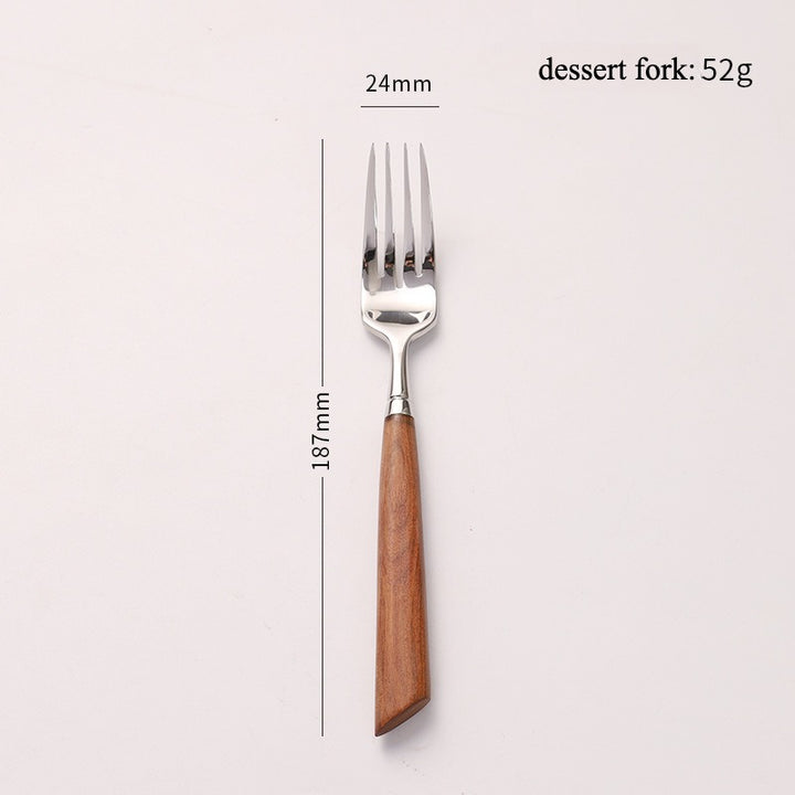 Wood Handle Silver Cutlery Set