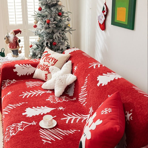 Red Xmas Sofa Cover