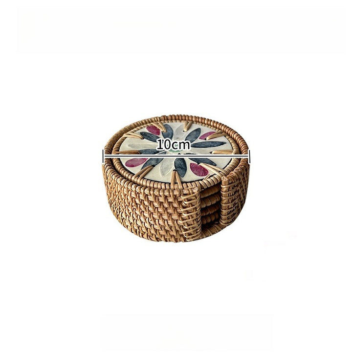 Shell Art Round Coaster Set