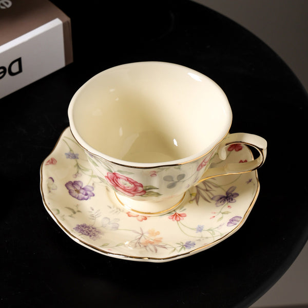 Vintage Peony Cream Teacup Set