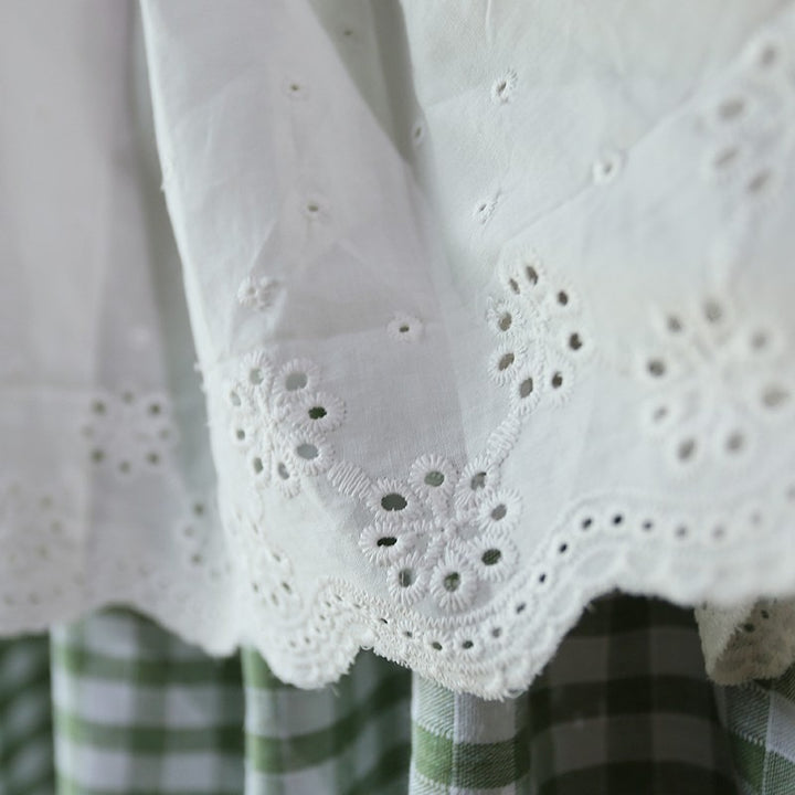 Lace & Green Check Cabinet Curtain
