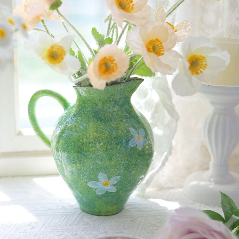 Daisy Green Ceramic Vase