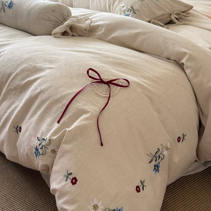 Wildflower Knot Linen Cotton Bedding Set