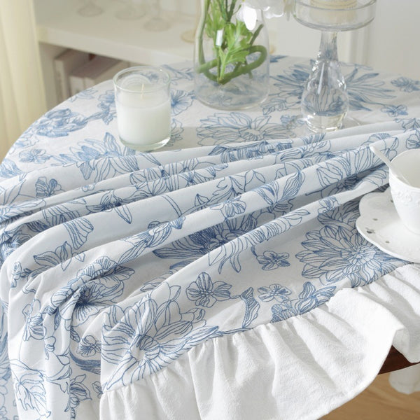 Blue Floral Tablecloth