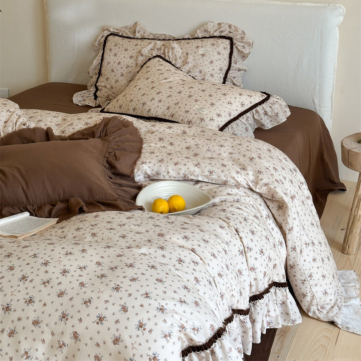 Brown Floral Bedding Set