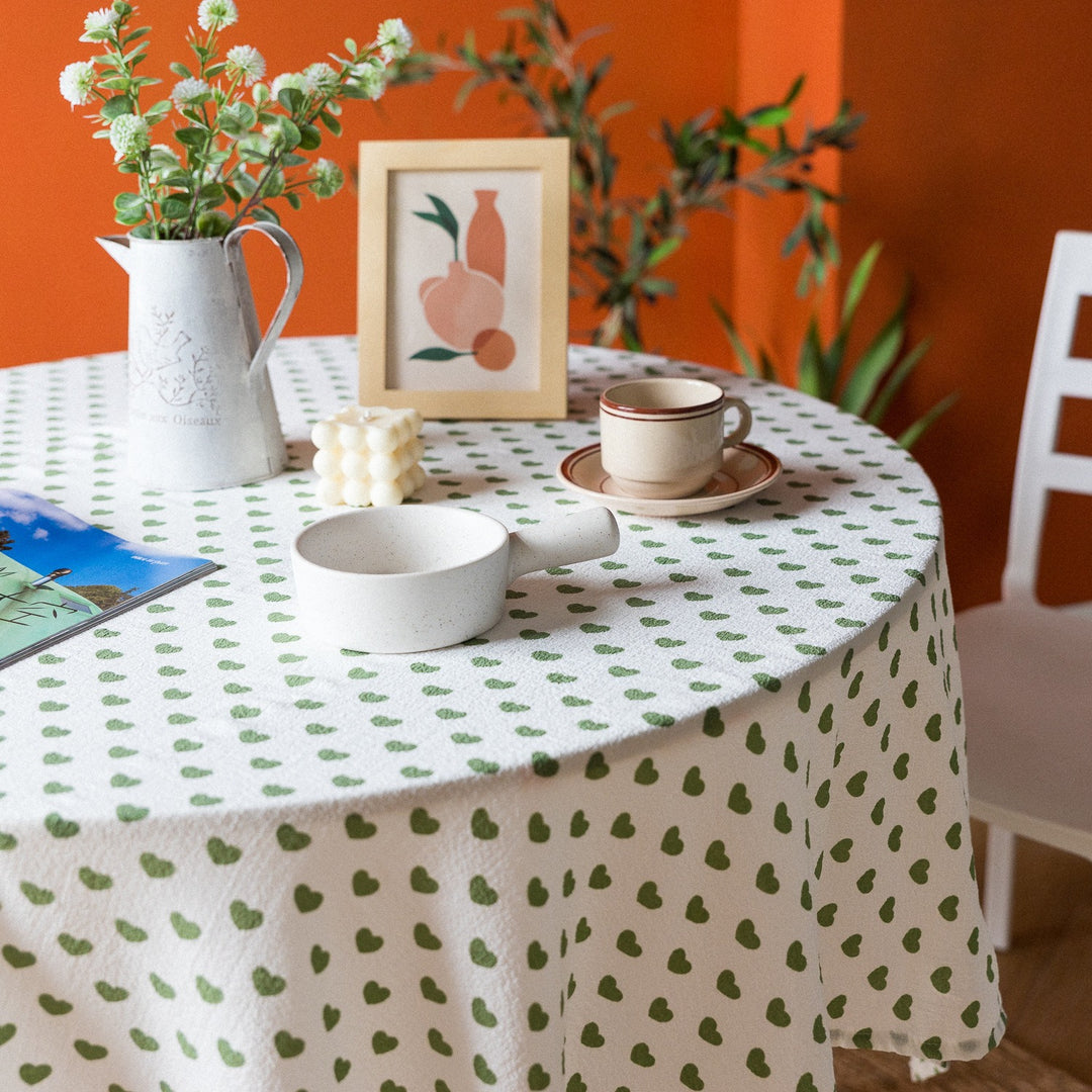 Heart Polka Dots Table Cloth