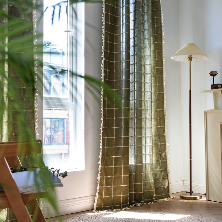 Sunlit Check Fringe Curtain