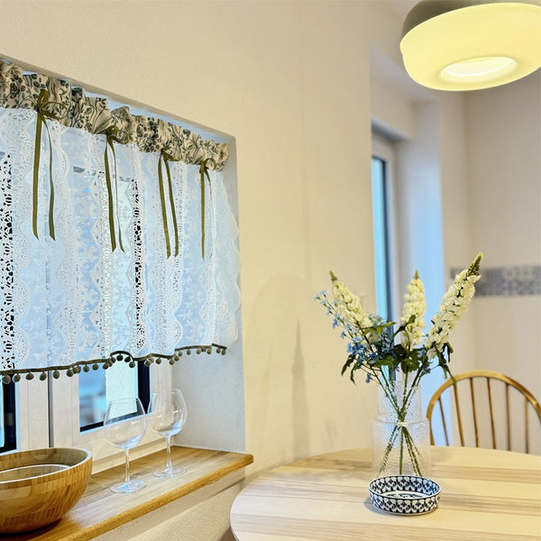 Rural Green & Lace Cabinet Curtain