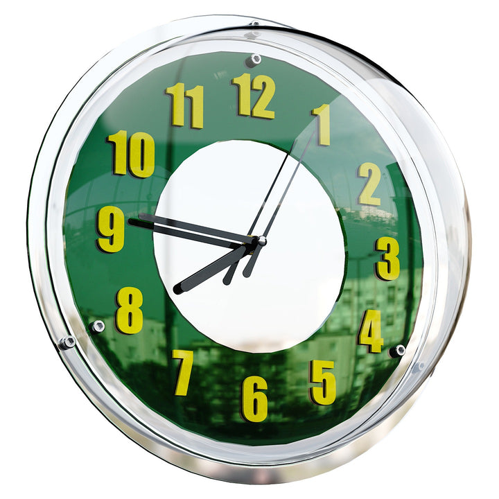 Chrome Green Reflector Clock