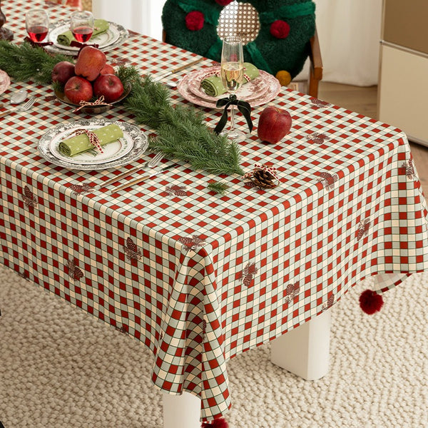 Pinecone Checkerboard Tablecloth