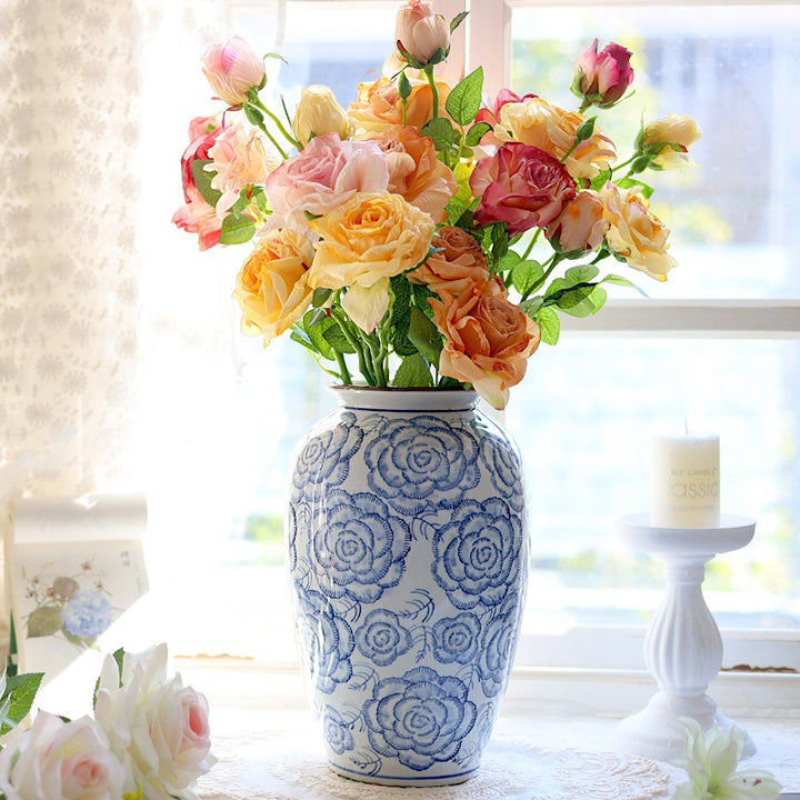 Blooming Roses Ceramic Vase