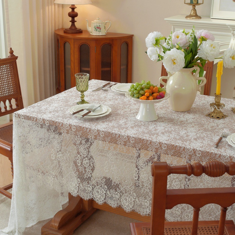 White Rose Lace Tablecloth