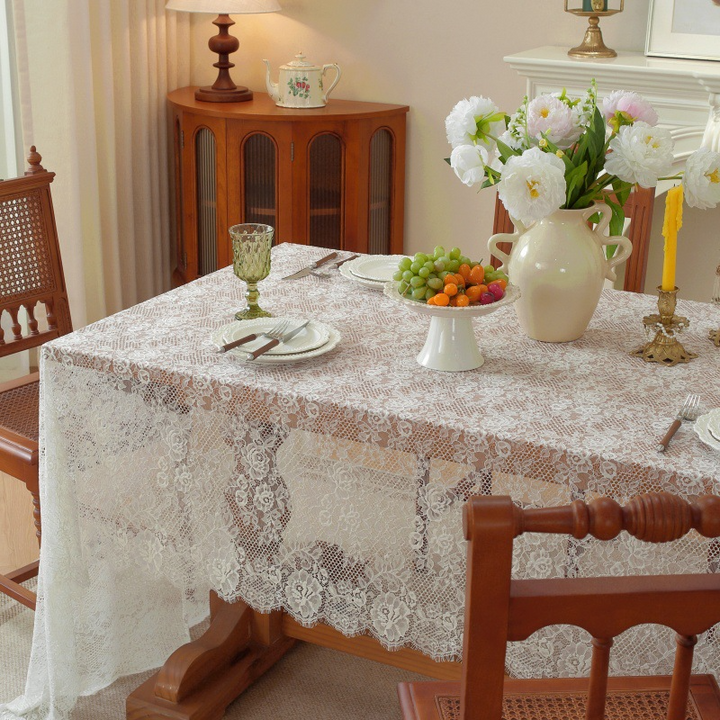 White Rose Lace Tablecloth