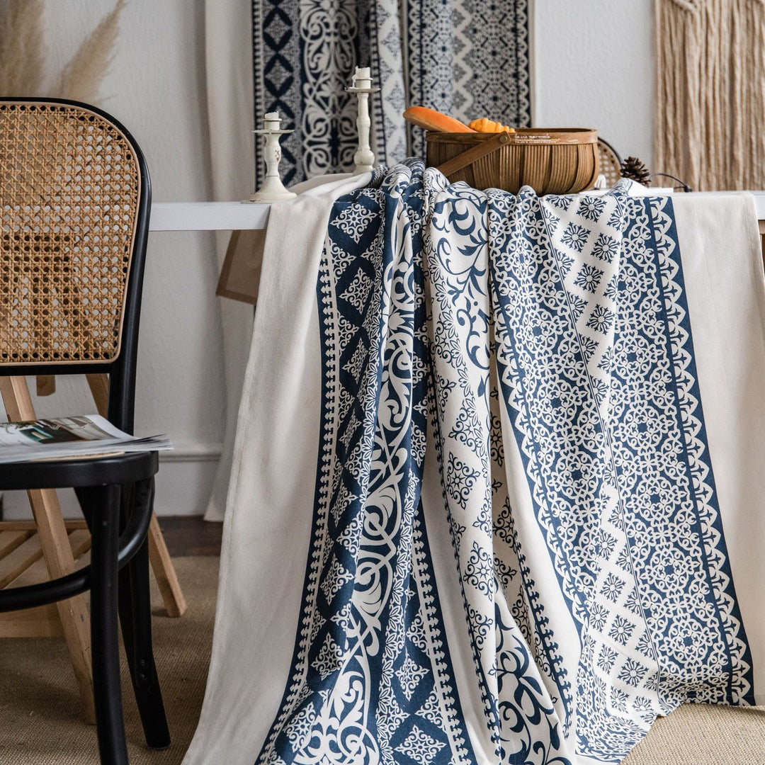 Santorini Blue Stripe Curtain