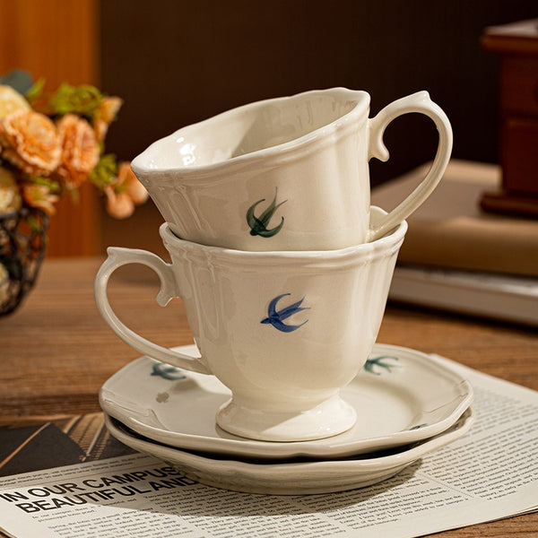 Blue Swallow Tea Cup Set