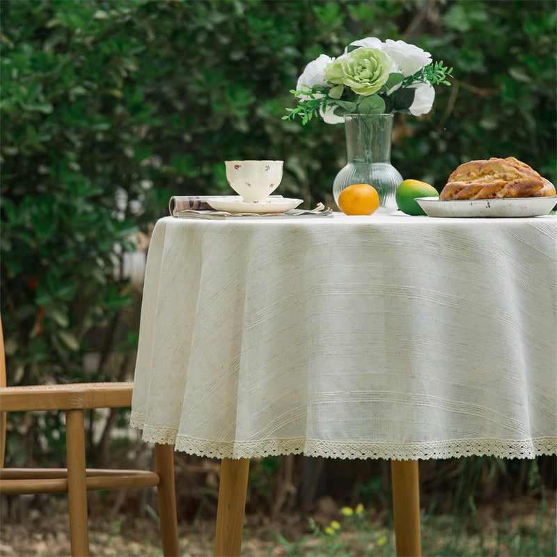 Line Linen Round Tablecloth