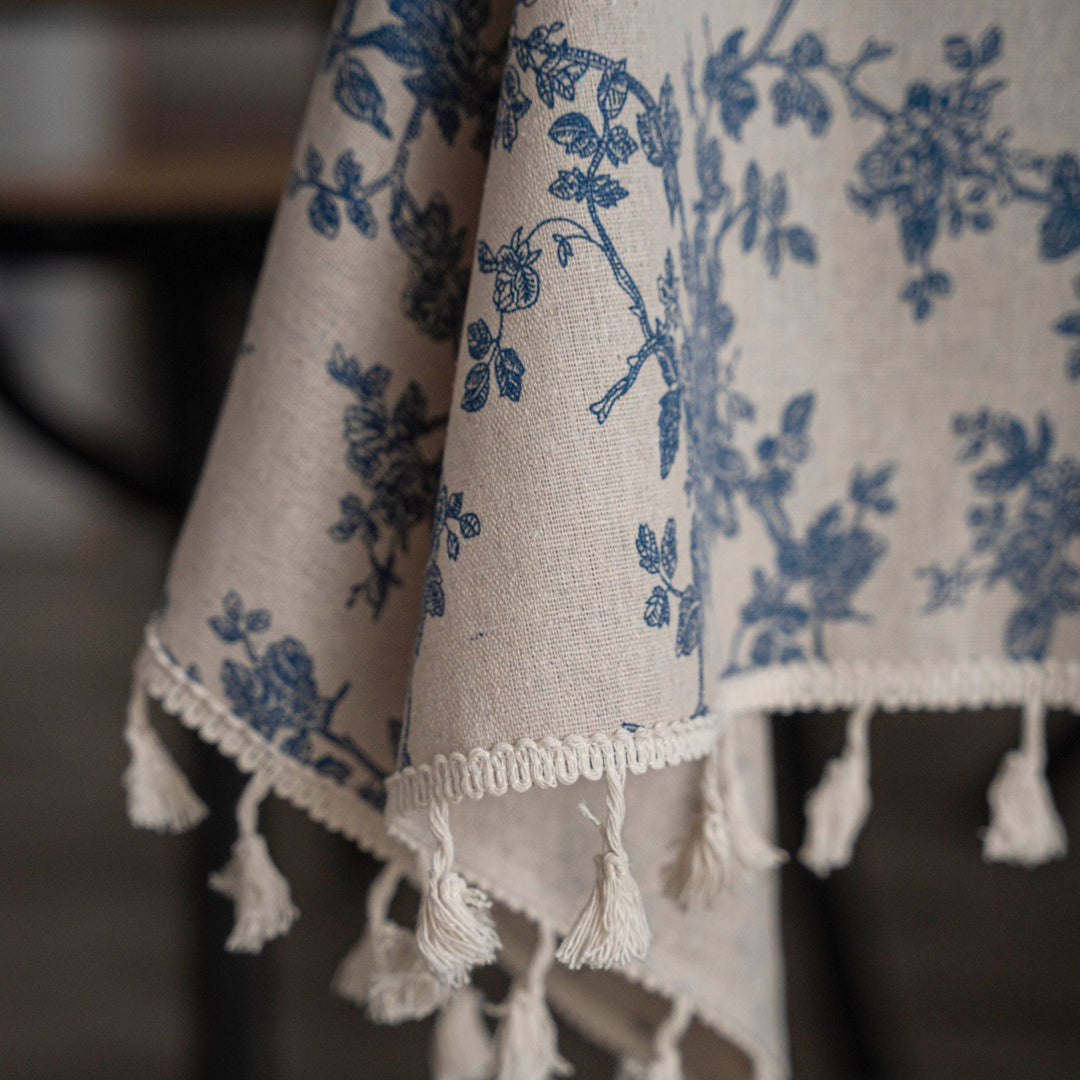 Retro Blooming Blue Table Cloth