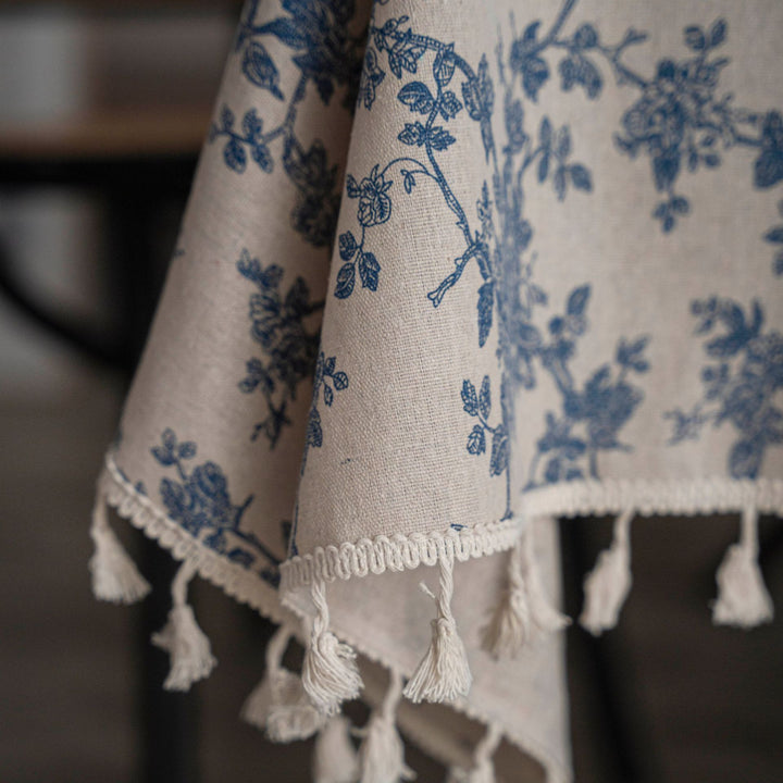 Retro Blooming Blue Table Cloth