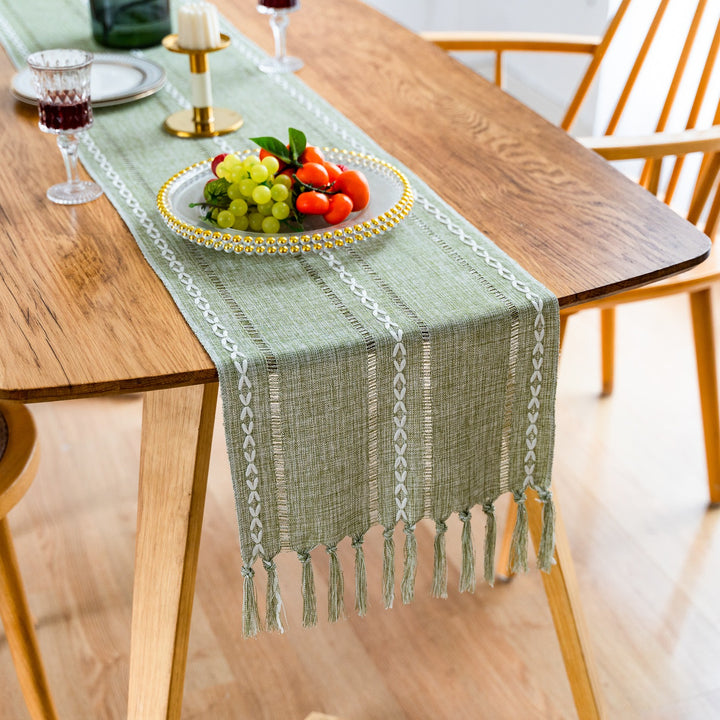 Cloudy Day Tassel Table Runner