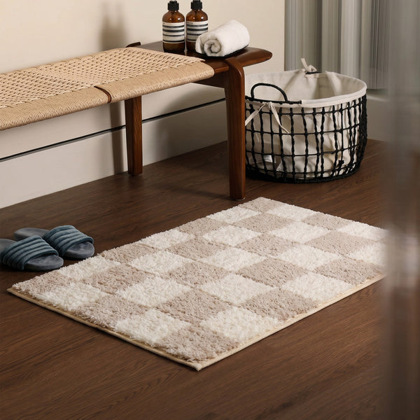 Checkered Shaggy Bath Mat