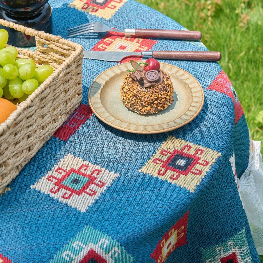 Blue Patchwork Table Cloth