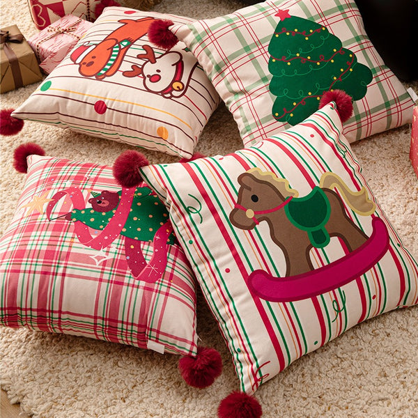 Xmas Pom-Pom Square Cushion
