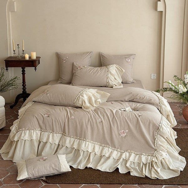 Linen Rose Garden Bedding Set