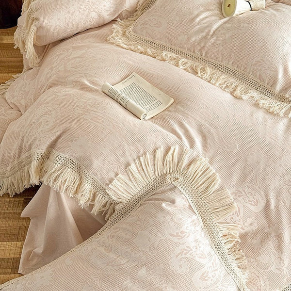 Linen Fringe Bedding Set