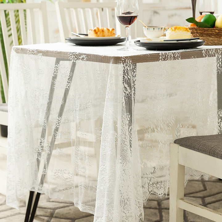 Cloudy White Lace Table Cloth