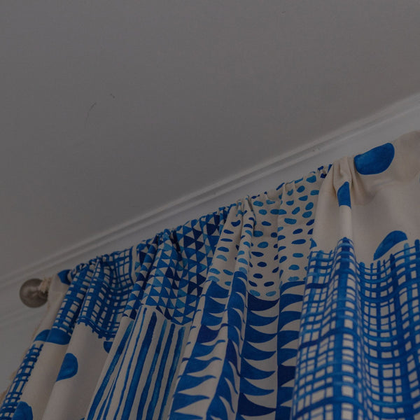Indigo Patchwork Tassel Curtain