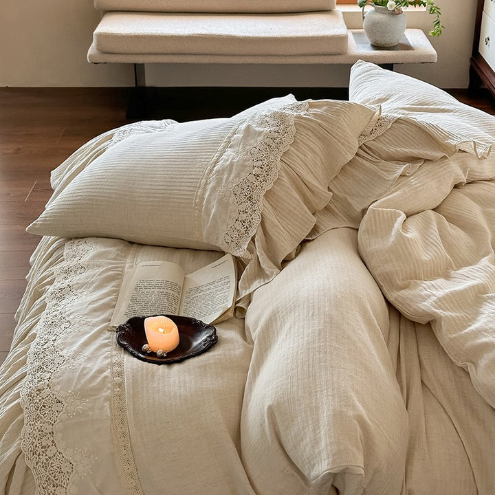 Beige Linen Bedding Set