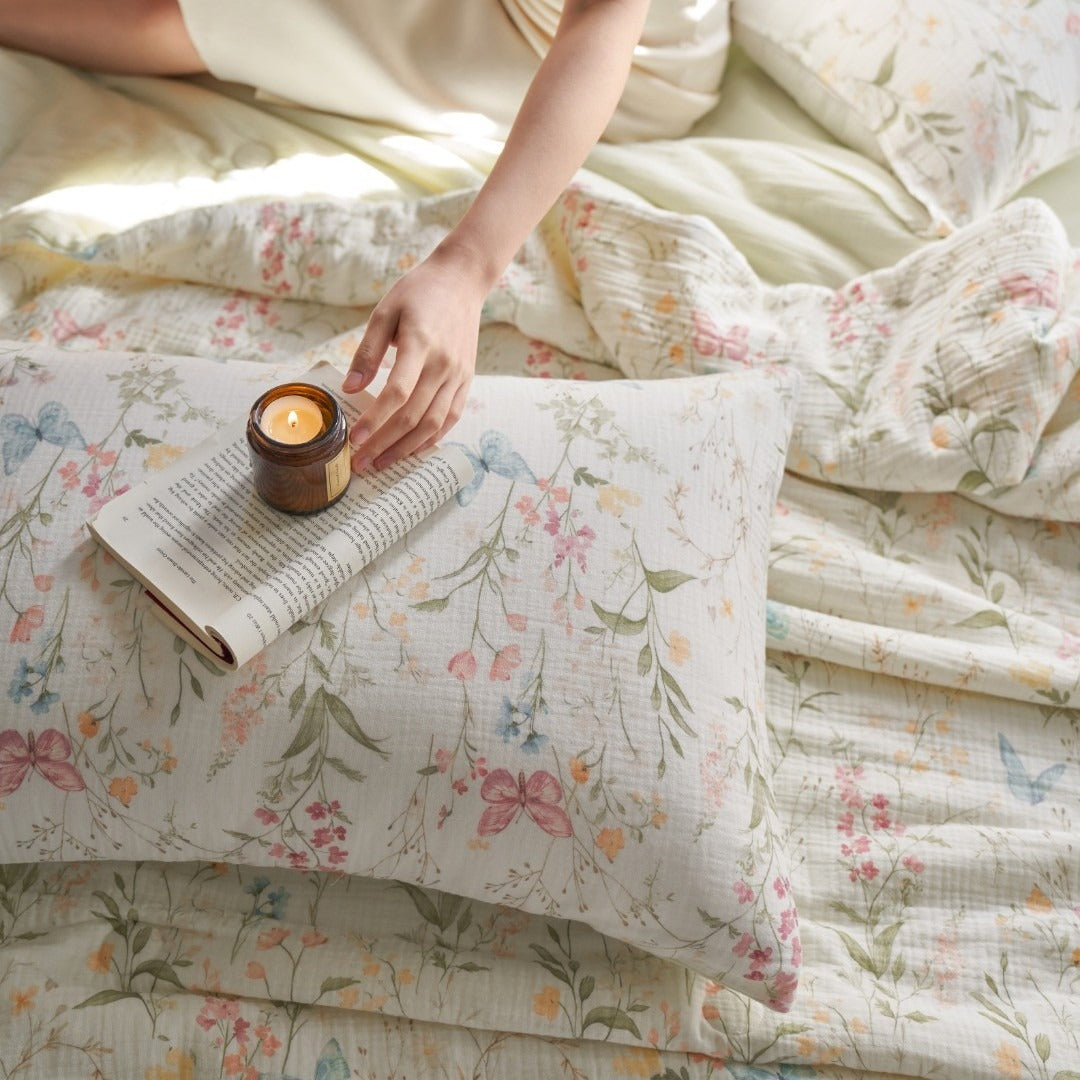 Colourful Garden Summer Quilted Blanket