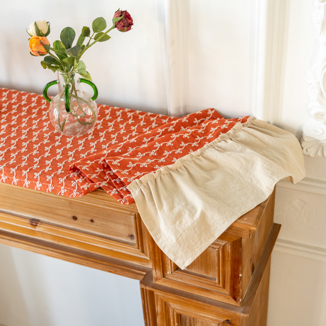 Rustic Ruffle Floral Table Runner