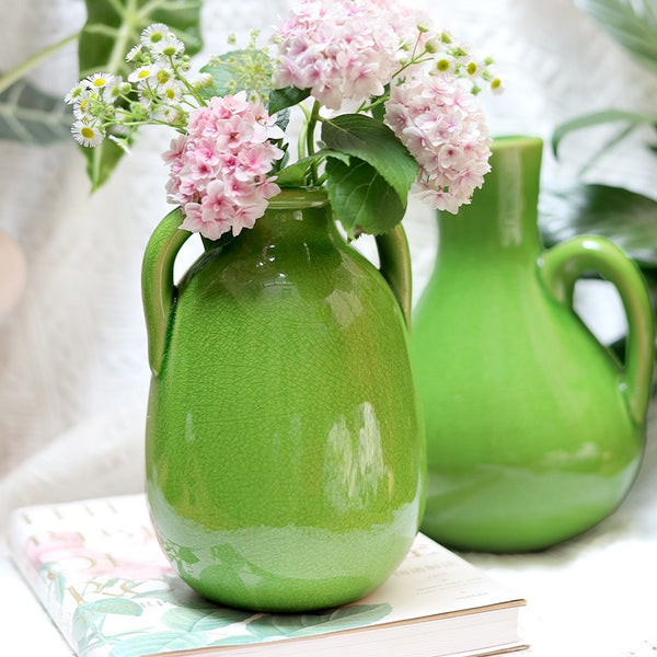 Green Crackle Ceramic Vase